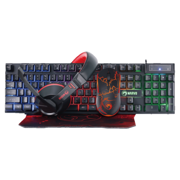 Kit Gamer 4en1 Marvo Cm409 (teclado/mouse/diadema/tapete)