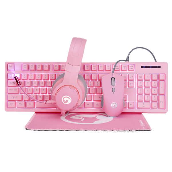 Kit De Teclado Y Mouse Gamer Marvo Cm418 Inglés Us De Color Rosa