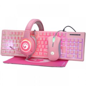 Kit De Teclado Y Mouse Gamer Marvo Cm418 Inglés Us De Color Rosa